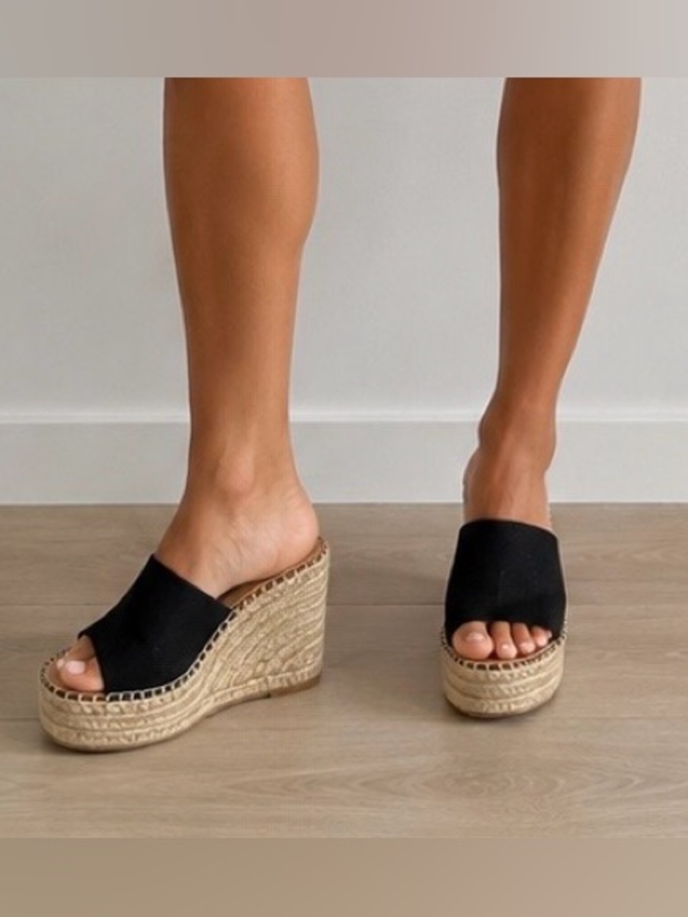 Dolce Vita Black Espadrille Wedge Slides